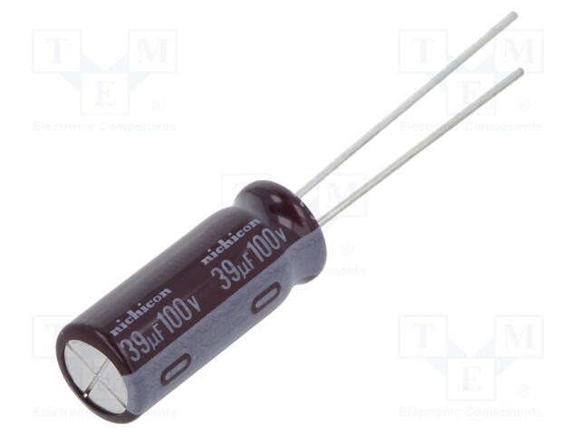 Capacitor: electrolytic; low impedance; THT; 39uF; 100VDC; Ø8x20mm