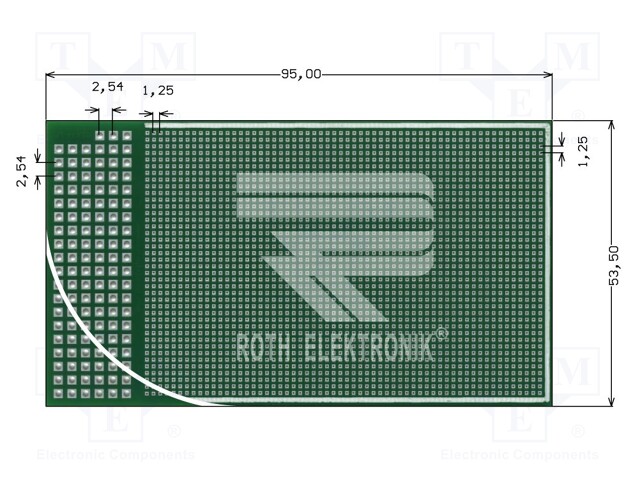 PCB, SMD Contact, Epoxy Fibreglass, 53.5 mm, 95 mm