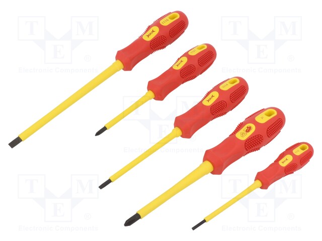 Kit: screwdrivers; Pcs: 5; insulated; 1kVAC; Phillips,slot