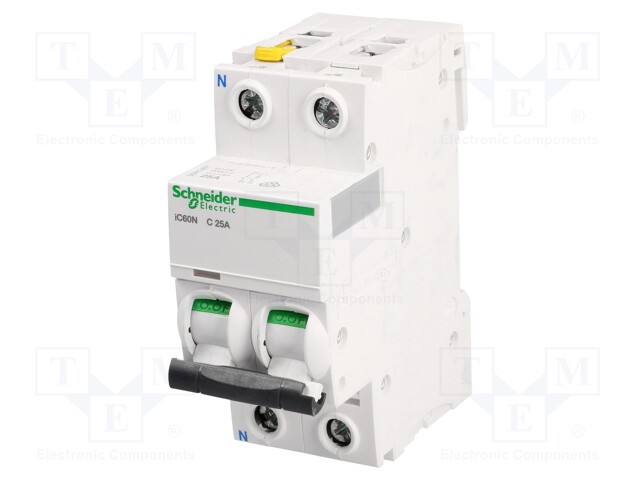 Circuit breaker; 400VAC; Inom: 25A; Poles: 1+N; DIN; Charact: C; 6kA