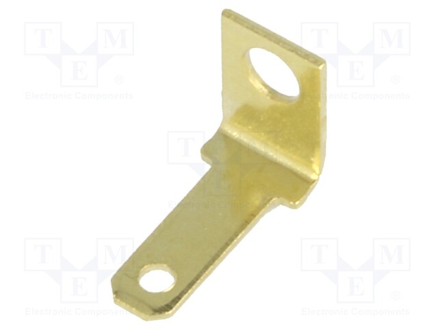 Terminal: flat; 2.8mm; 0.5mm; male; M2; screw; brass; angled 90°