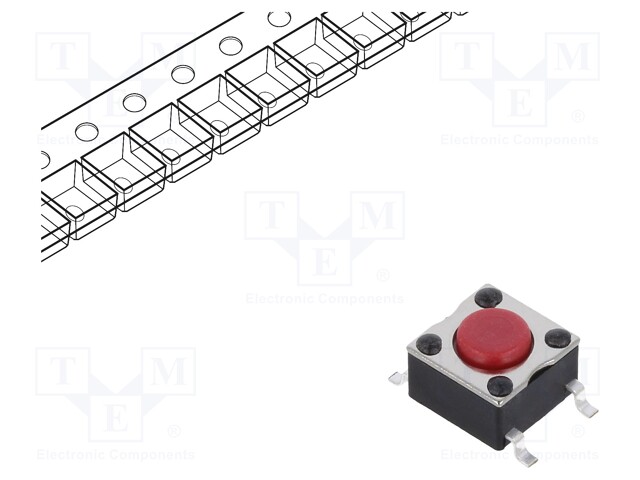 Microswitch TACT; Pos: 2; 0.05A/12VDC; SMD; none; 2.5N; 6x6x3.5mm