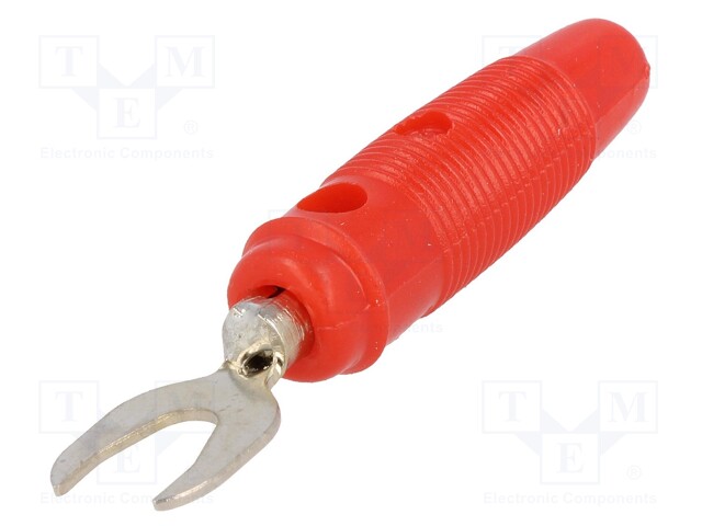 Plug; fork terminals; 500VDC; 10A; red; Overall len: 59.2mm; 2.5mm2