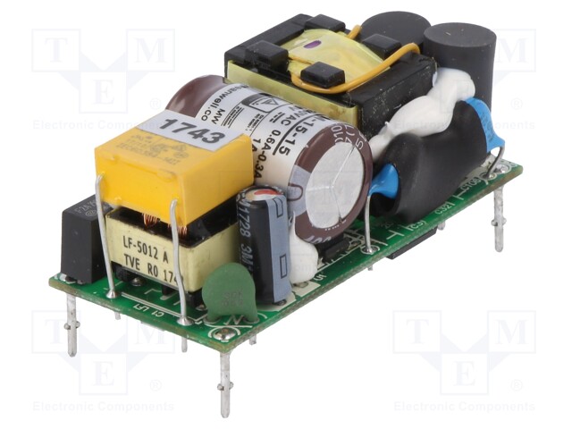 Power supply: switched-mode; open; 15W; 49x23.8x23mm; 15VDC; 1A