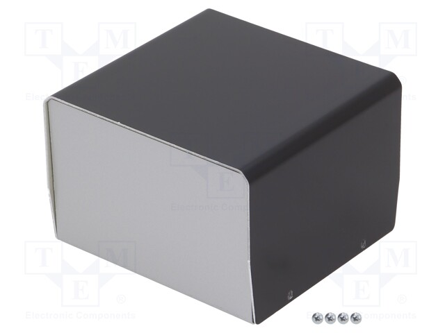 Enclosure: with panel; X: 118mm; Y: 124mm; Z: 84mm; aluminium; silver