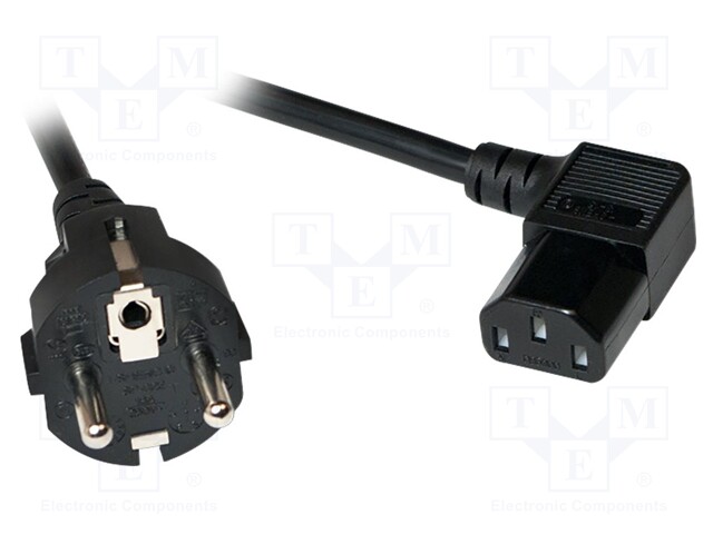 Cable; CEE 7/7 (E/F) plug,IEC C13 female 90°; 5m; black; 10A