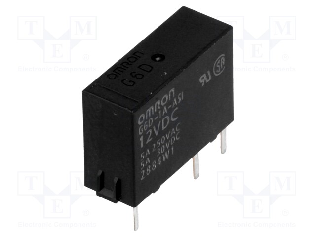 Relay: electromagnetic; SPST-NO; Ucoil: 12VDC; 5A/250VAC; 5A/30VDC