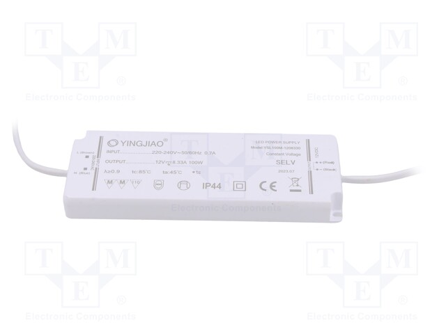 Power supply: switched-mode; LED; 100W; 12VDC; 8.3A; 220÷240VAC