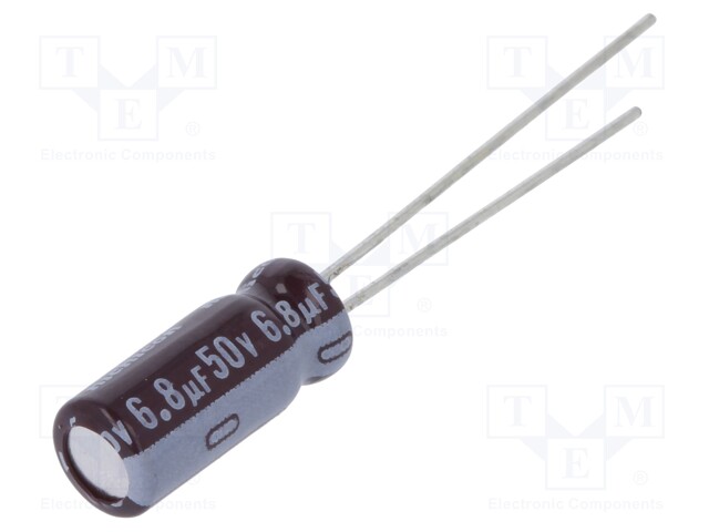 Capacitor: electrolytic; low impedance; THT; 6.8uF; 50VDC; Ø5x11mm