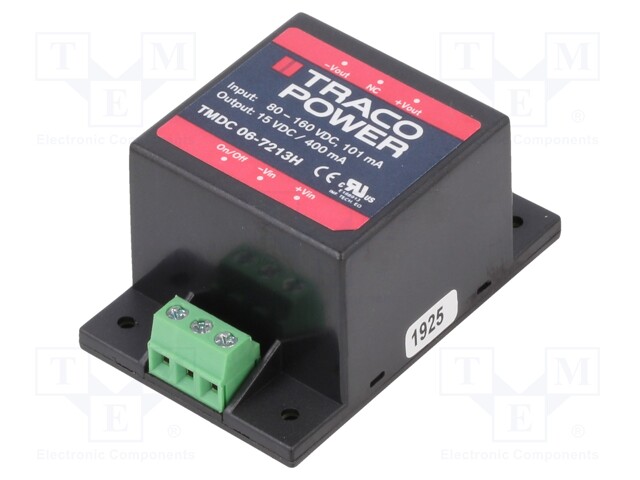 Converter: DC/DC; 6W; Uin: 80÷160V; Uout: 15VDC; Iout: 400mA; 48g