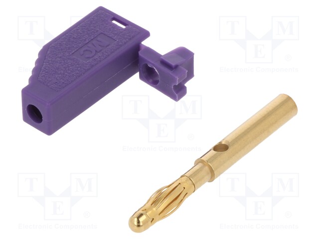 Plug; 4mm banana; 19A; violet; with axial socket