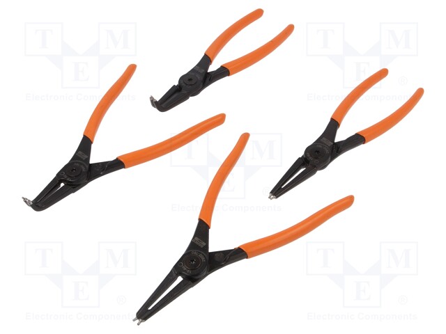 Pliers; Pcs: 4; internal circlip; alloy steel; Ring: external