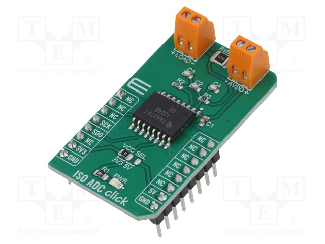 Click board; A/D converter; SPI; AMC1204BDWR; 3.3/5VDC