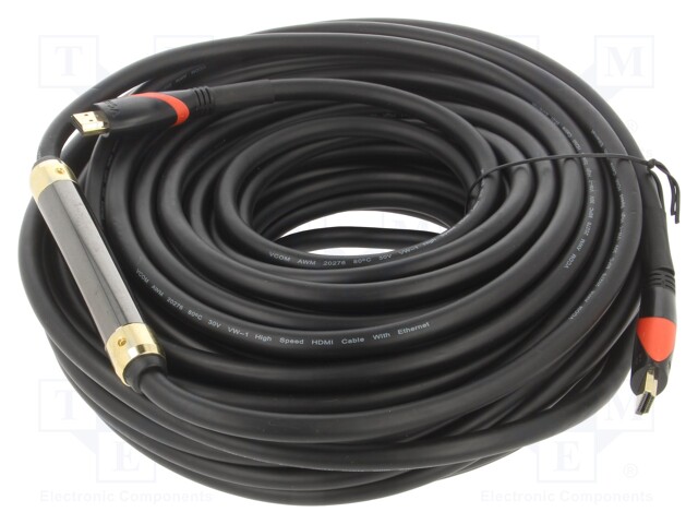 Cable; HDMI 1.4; HDMI plug,both sides; PVC; 25m; black; Core: Cu