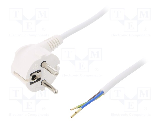 Cable; SCHUKO plug,CEE 7/7 (E/F) plug angled,wires; 1.5m; white