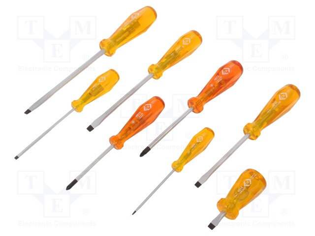 Screwdrivers; Pcs: 8; Bit: Pozidriv®,slot