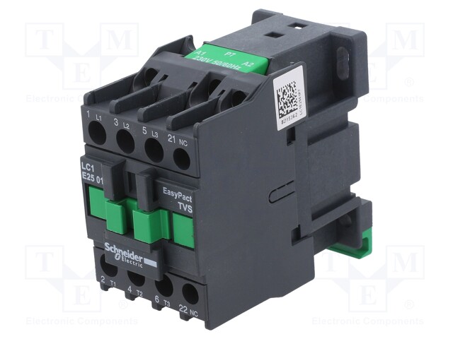 Contactor: 3-pole; NO x3; Auxiliary contacts: NC; 230VAC; 25A; DIN