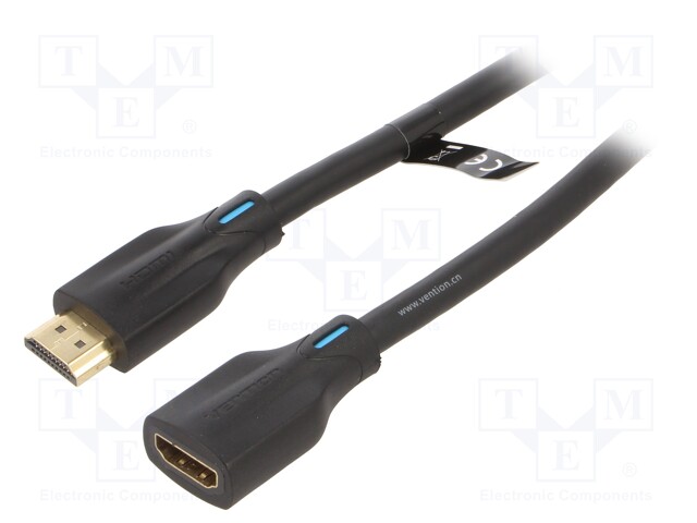 Cable; HDMI 2.1; HDMI socket,HDMI plug; PVC; 1.5m; black; 28AWG