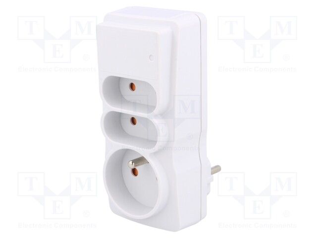 Plug socket strip: protective; Sockets: 3; 230VAC; 10A; 118g