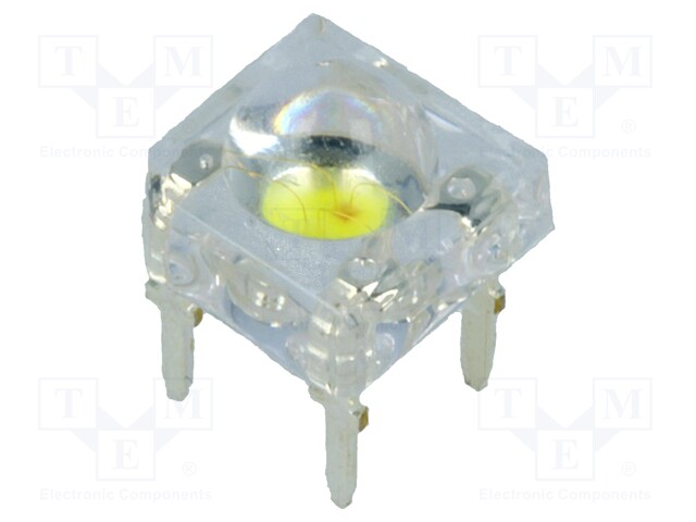 LED Super Flux; 7.62x7.62mm; bicolour; yellow/white; 120°; 20mA