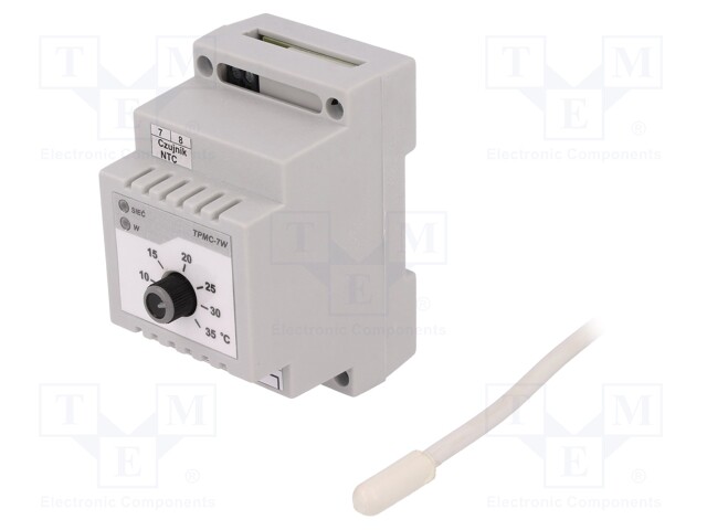 Module: regulator; NTC 47kOhm; temperature; NC,relay; DIN; 5÷35°C