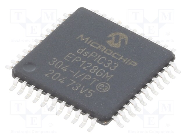 DsPIC microcontroller; SRAM: 16kB; Memory: 128kB; TQFP44; 0.8mm