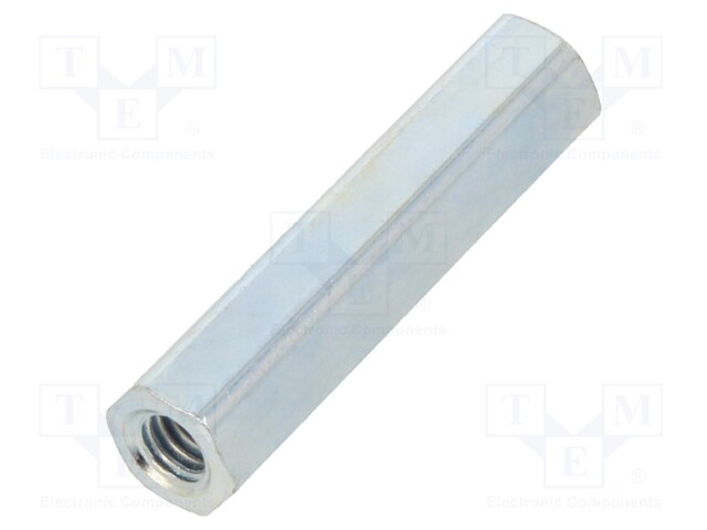 Screwed spacer sleeve; Int.thread: M2,5; 18mm; hexagonal; steel