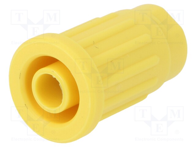 Socket; 4mm banana; 24A; 1kV; yellow; push-in,on panel; 28.1mm