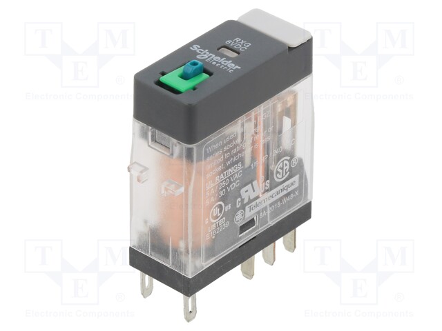 Relay: electromagnetic; DPDT; Ucoil: 6VDC; 5A/250VAC; 5A/30VDC; 5A