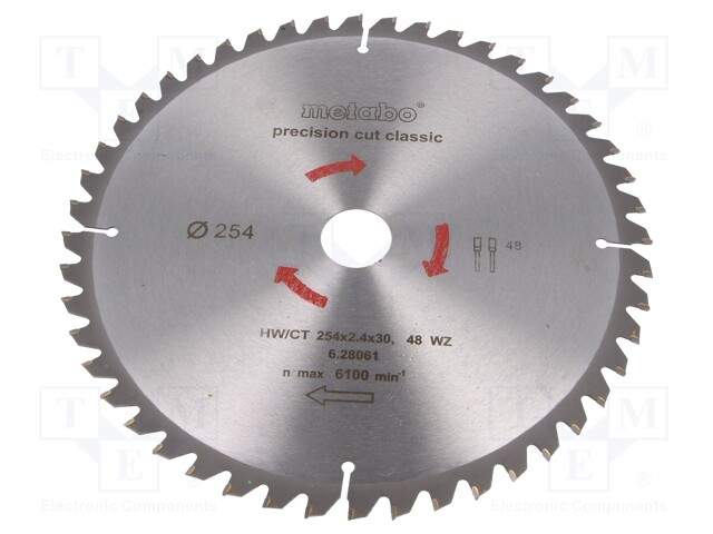 Circular saw; Ø: 254mm; KGS 254 M; HW/CT; Mount.hole diam: 30mm