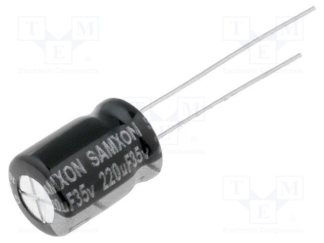 Capacitor: electrolytic; low impedance; THT; 220uF; 35VDC; Ø8x12mm