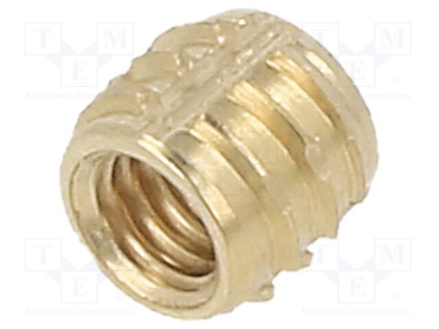 Threaded insert; brass; M3; BN: 37915; L: 4mm; Features: for plastic