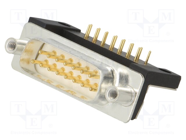 D-Sub; PIN: 15; socket; male; for panel mounting,on PCBs; THT