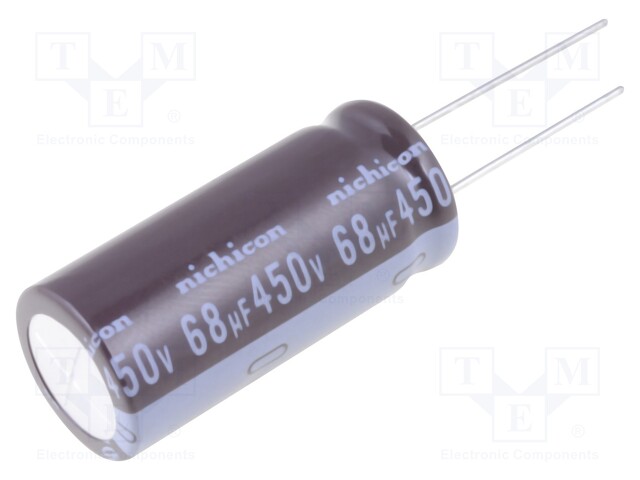 Capacitor: electrolytic; THT; 68uF; 450VDC; Ø16x35.5mm; ±20%; 660mA