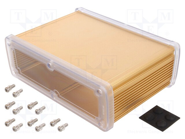 Enclosure: multipurpose; X: 177.6mm; Y: 129mm; Z: 61.1mm; golden