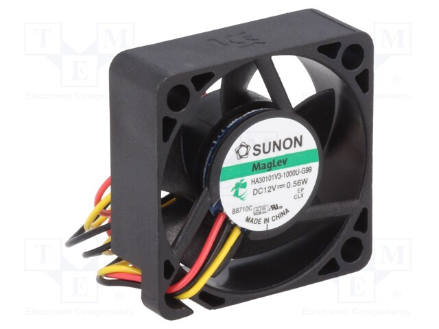 Fan: DC; axial; 12VDC; 30x30x10mm; 5.92m3/h; 15.1dBA; Vapo; 28AWG