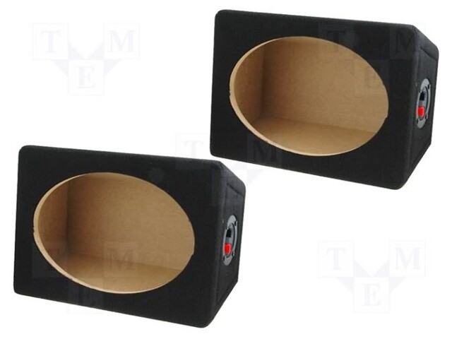 Car loudspeaker enclosure; MDF; black; textil; 3.6l; 6"x9"