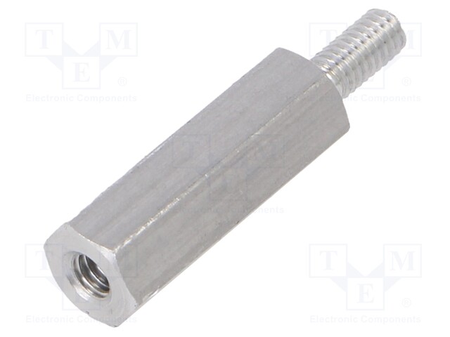 Screwed spacer sleeve; Int.thread: M2,5; 15mm; Ext.thread: M2,5