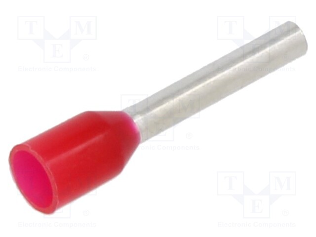 Tip: bootlace ferrule; insulated; copper; 1mm2; 10mm; tinned; red