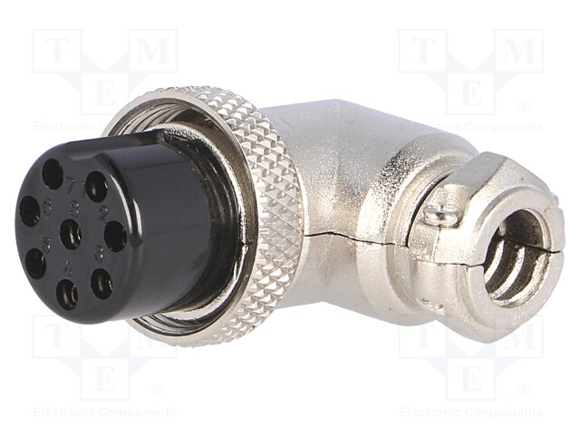 Plug; microphone; female; PIN: 8; for cable; angled 90°