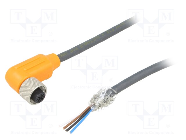 Connection lead; M12; PIN: 4; angled; 2m; plug; 240VAC; 4A; -25÷80°C