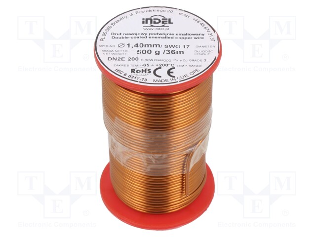 Coil wire; double coated enamelled; 1.4mm; 500g; -65÷200°C