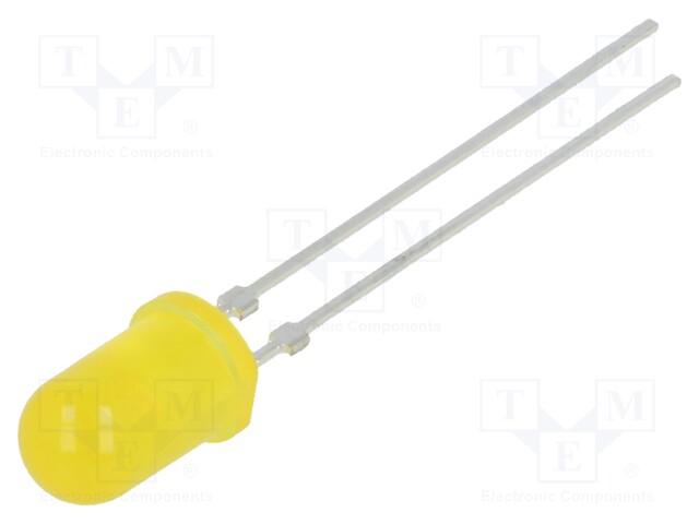 LED; 5mm; yellow; 1.6÷10mcd; 60°; Front: convex; Pitch: 2.54mm