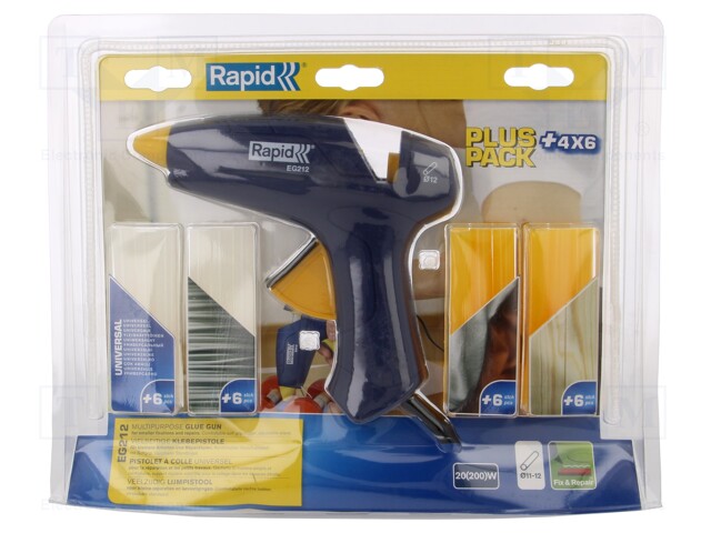 Hot melt glue gun; Ø: 11mm,11.2mm,11.5mm,12mm; 180÷200°C; 4min