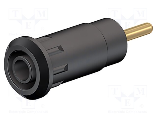 Socket; 2mm banana; Overall len: 29mm; black; Mounting: plug-in