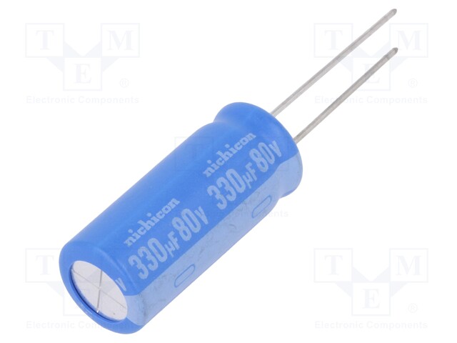 Capacitor: electrolytic; THT; 330uF; 80VDC; Ø12.5x31.5mm; ±20%