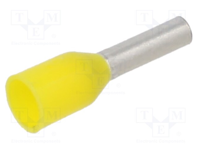 Tip: bootlace ferrule; insulated; copper; 1mm2; 6mm; tinned; yellow