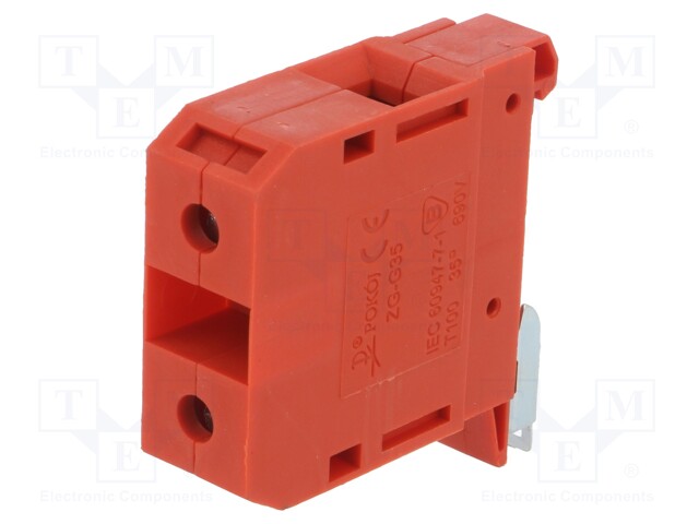 Splice terminal: rail; 4÷35mm2; ways: 1; terminals: 2; red; TS35