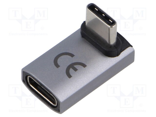 Adapter; USB 4.0; USB C socket,USB C angled plug; nickel plated