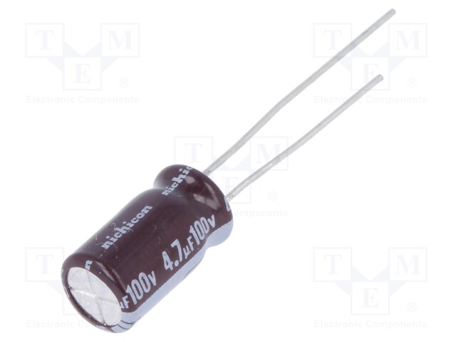 Capacitor: electrolytic; low impedance; THT; 4.7uF; 100VDC; ±20%